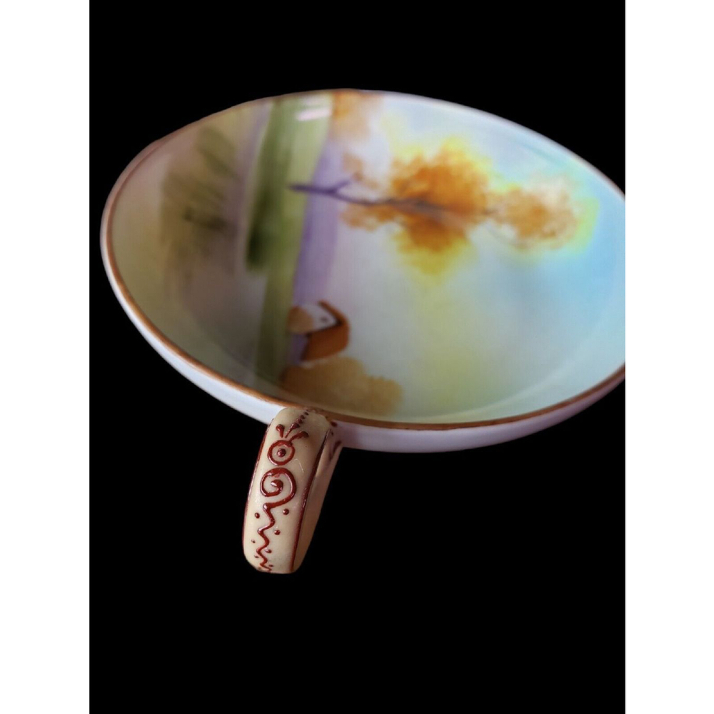 Vintage Hand Painted Noritake Nappy Dish ? Moriage details on handle - Picture 2 of 7